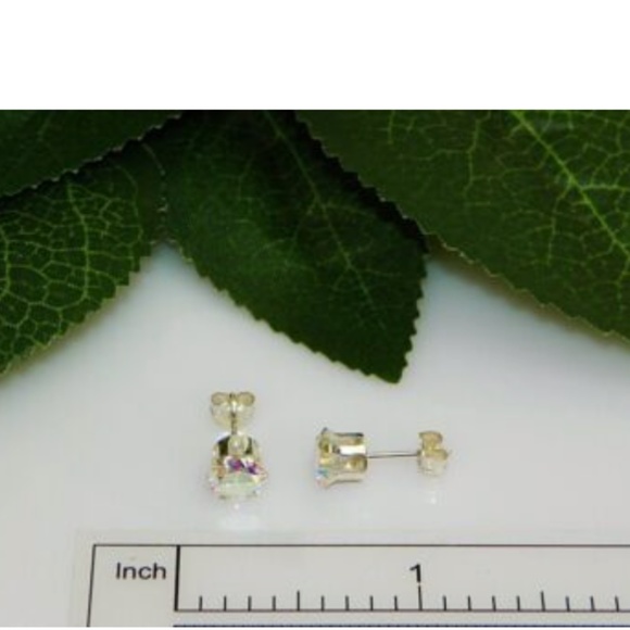 6MM Mercury Mystic Topaz Round Diamond Earrings - Picture 3 of 4